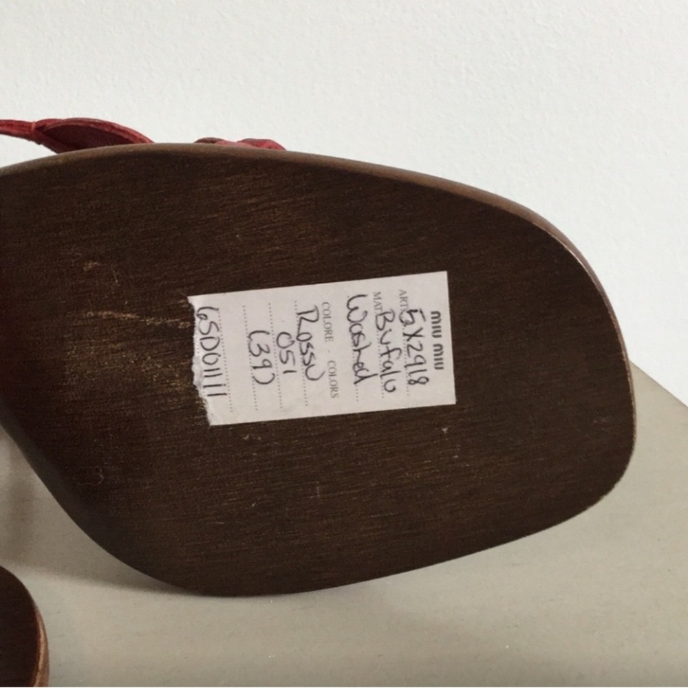 Miu Miu Red Sandals with Brown Sole - Picture 3 of 3